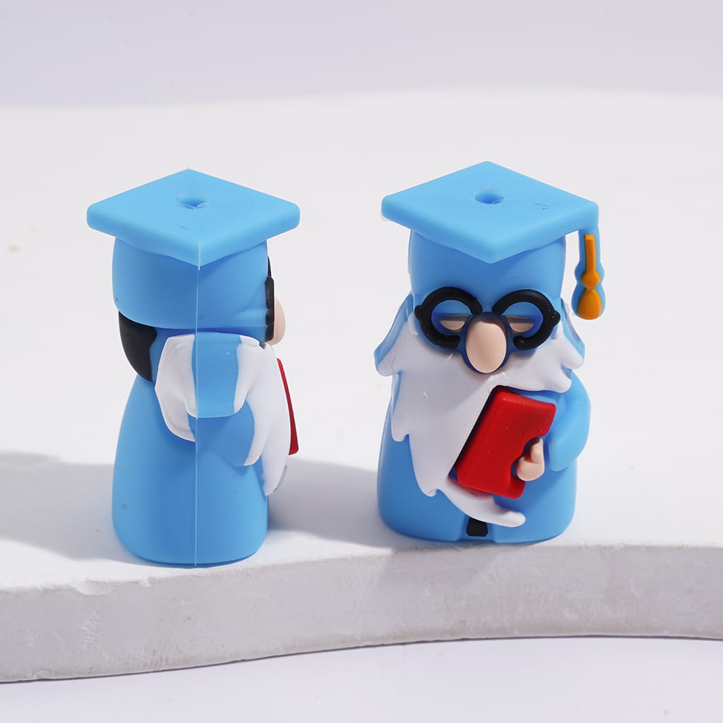 Silicone Focal Beads with 3D Graduation Gnome Design Series