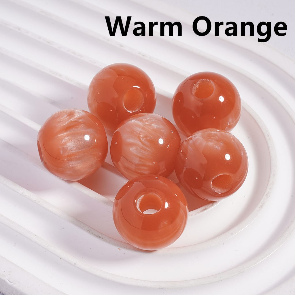 Acrylic Beads for Bracelets Round with Cat Eye Style and Texture, Big Hole Beads, 20MM, Multi-Color (The Hole Diameter is 6 MM)