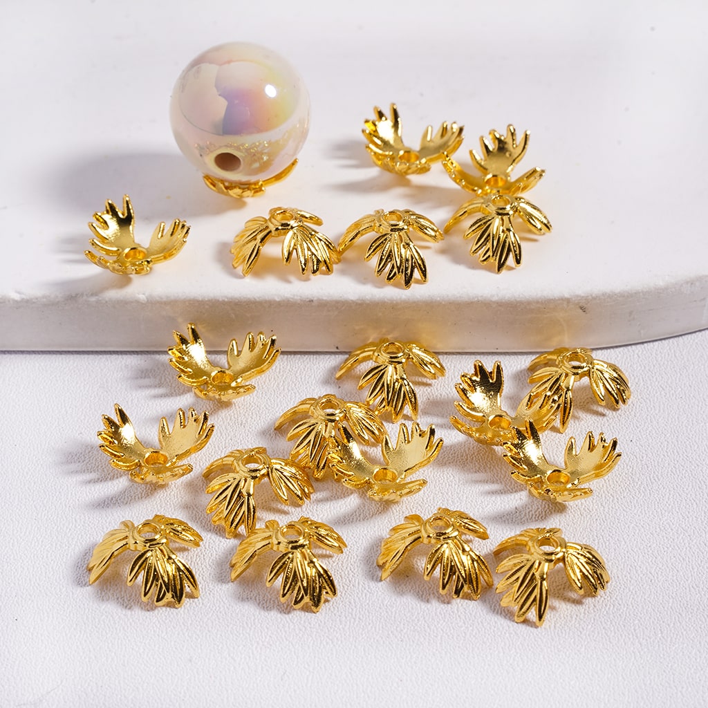 Gold Metal Bead Cages with Three Wings, Alloy Bead Cap (They Don't Fit the Pens)