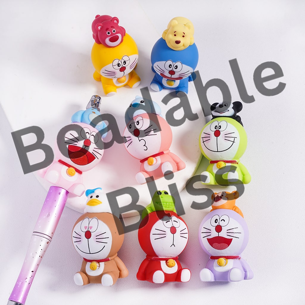Japanese Robot Cat Character Figurine, can be also used as Acrylic Beads or Pen Topper, Random Mix (Size Varies Between 50 to 53 MM Depending on Figurine)