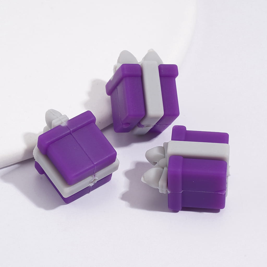 Silicone Focal Beads with 3D Various Colors Gift Box with Bow