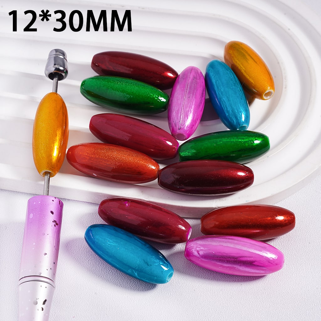 Acrylic Beads with American Football Shape Series, 12*30MM, Multi-Color, Random Mix