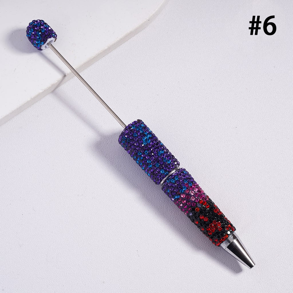 Beadable Clay Pens with Ombre Color Multi-Color Rhinestones Covered the Entire Pen