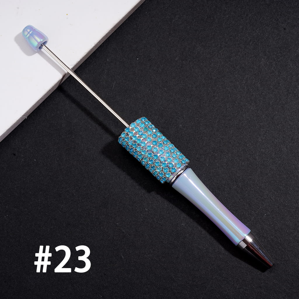 UV-Coated Hand-Made Beadable Pens w Multi-Color Rhinestone Chain Covered the Pen, Solid Color