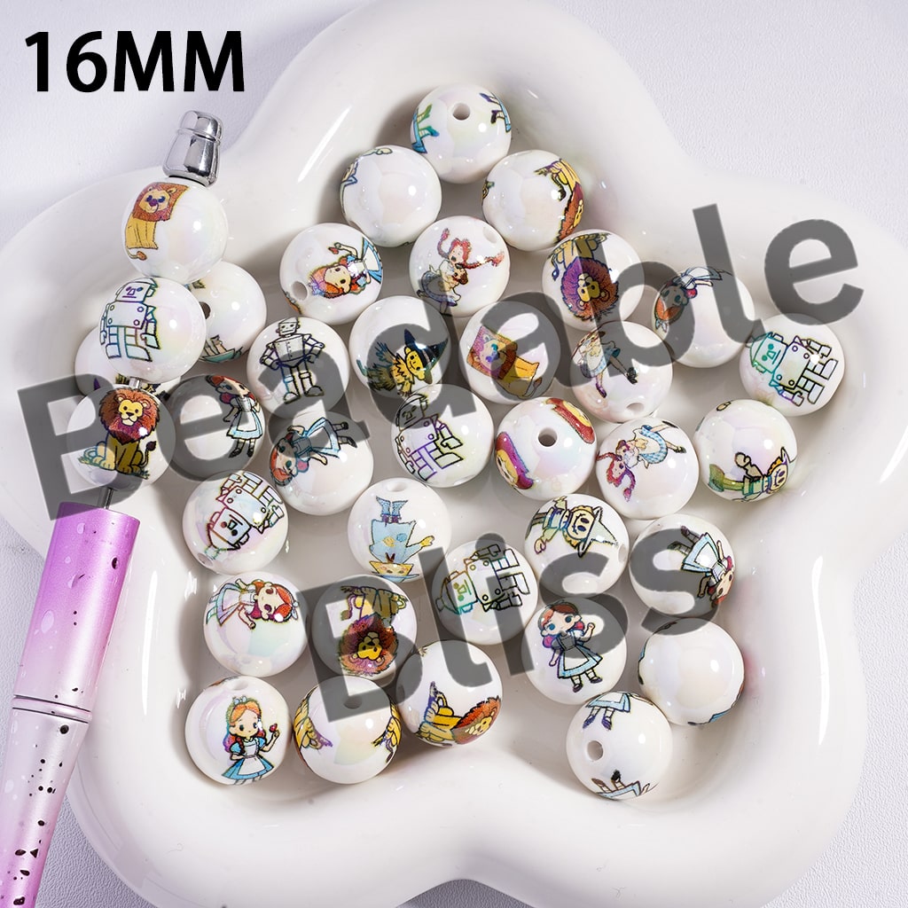 Acrylic Beads for Bracelets UV Coating with Fantasy Adventure Fairy Tale Series, 16MM, Random Mix