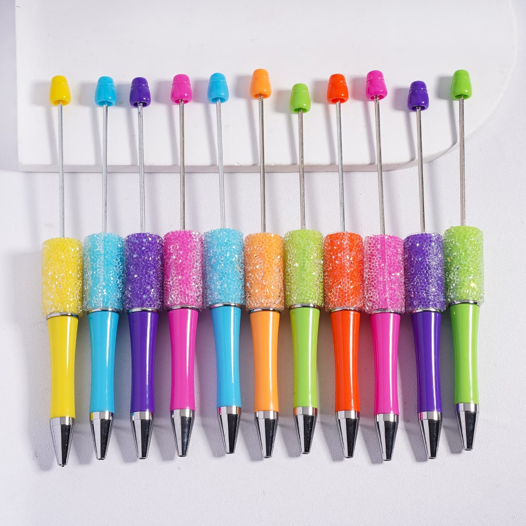 DIY Beadable Pen with Sugar Wrap Clear Cone-Shaped Rhinestone in Solid Colors, Random Mix (Please Read Description)