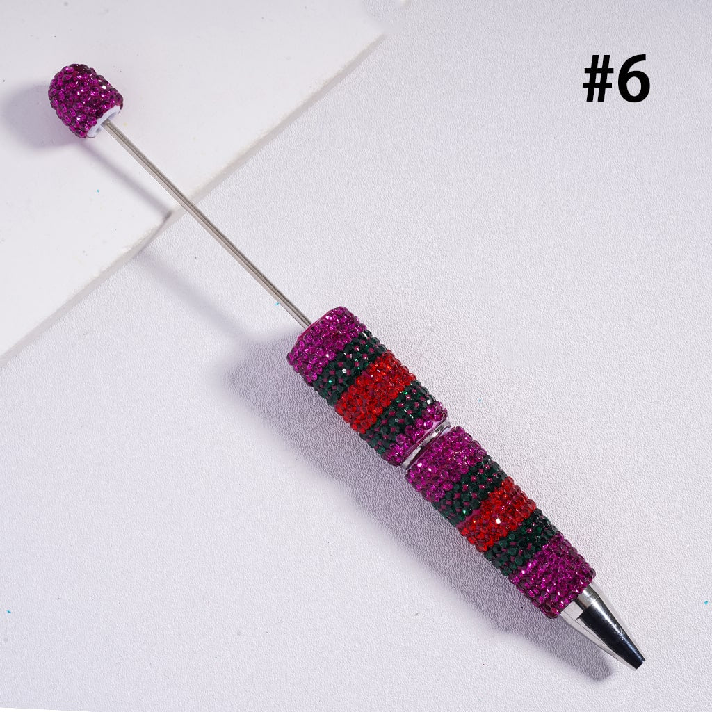 Beadable Clay Pens with Dazzling Shiny Rhinestones Covered Entire the Pen, Multi-Color