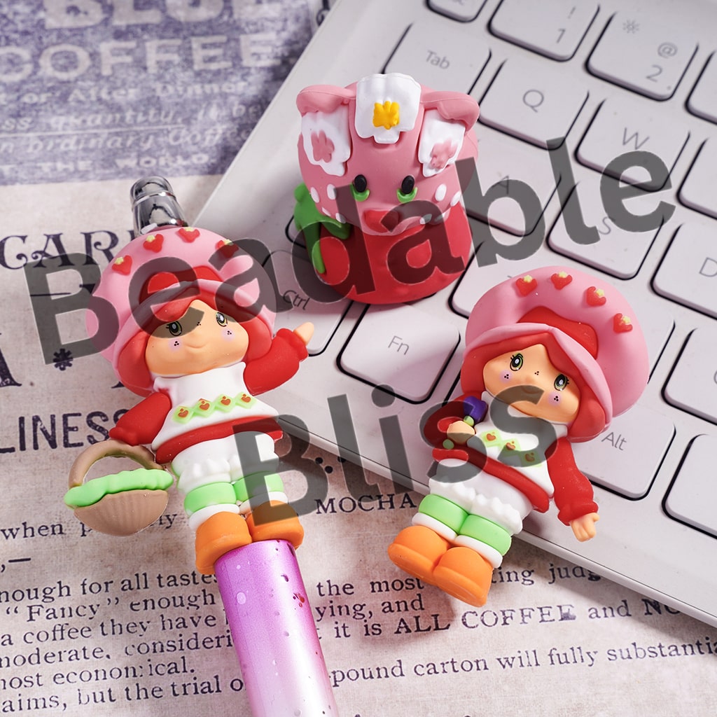 Soft PVC Rubber Figurine Berry Girl Series, can be also used as Beads or Pen Topper, Random Mix (Size Varies Between 43 to 52 MM Depending on Figurine)