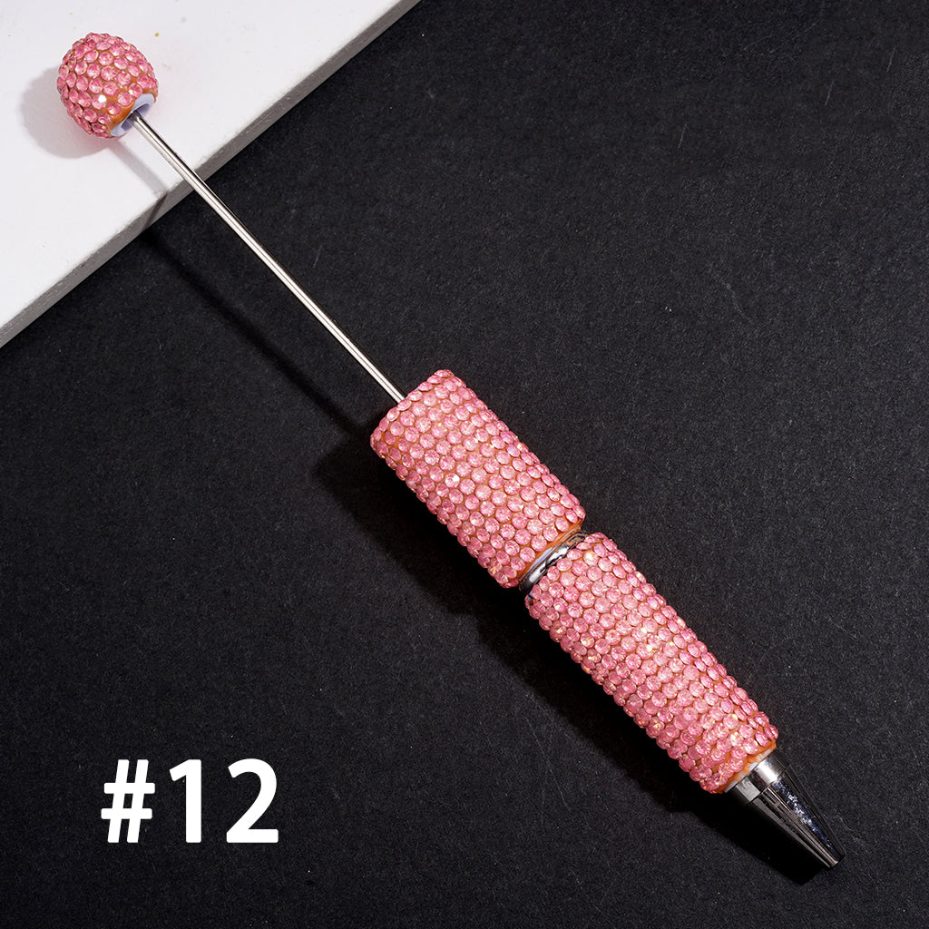 Beadable Clay Pens with Sparkling Iridescent Rhinestones Covering the Entire Pen, Multi-Color