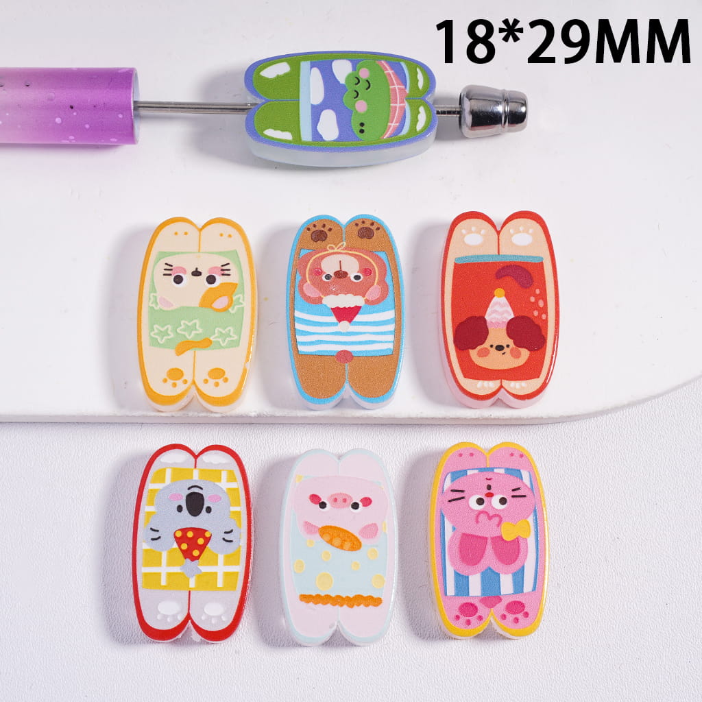 Acrylic Beads Cute Animals Series in Prone Position, 18*29MM, Random Mix