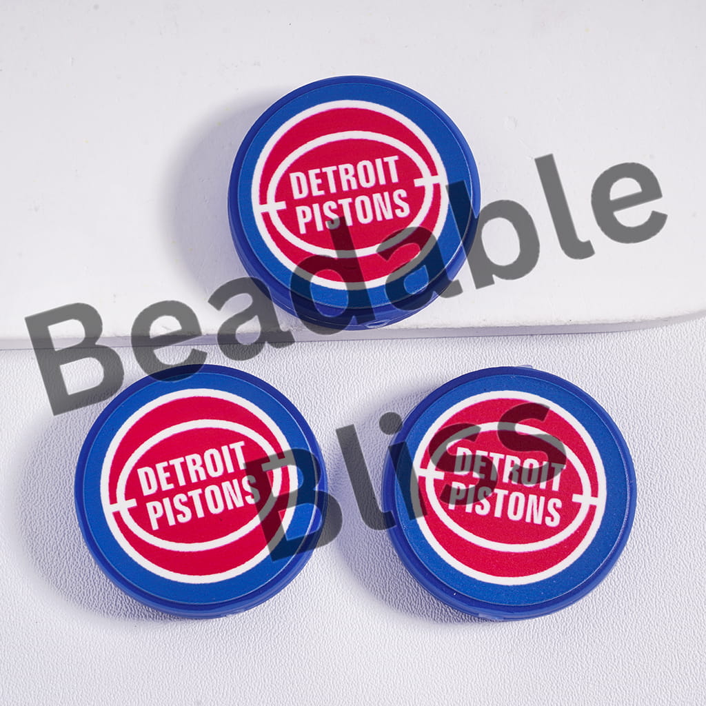 Three Detroit Pistons coasters on a white background with 'handsontosupply.com' text.