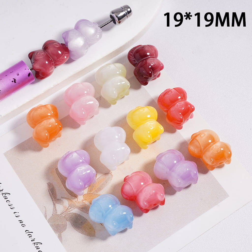 Acrylic Beads Cat Eye Style Horse with Smiling Face Expression, 19*19MM, Multi-Color, Random Mix