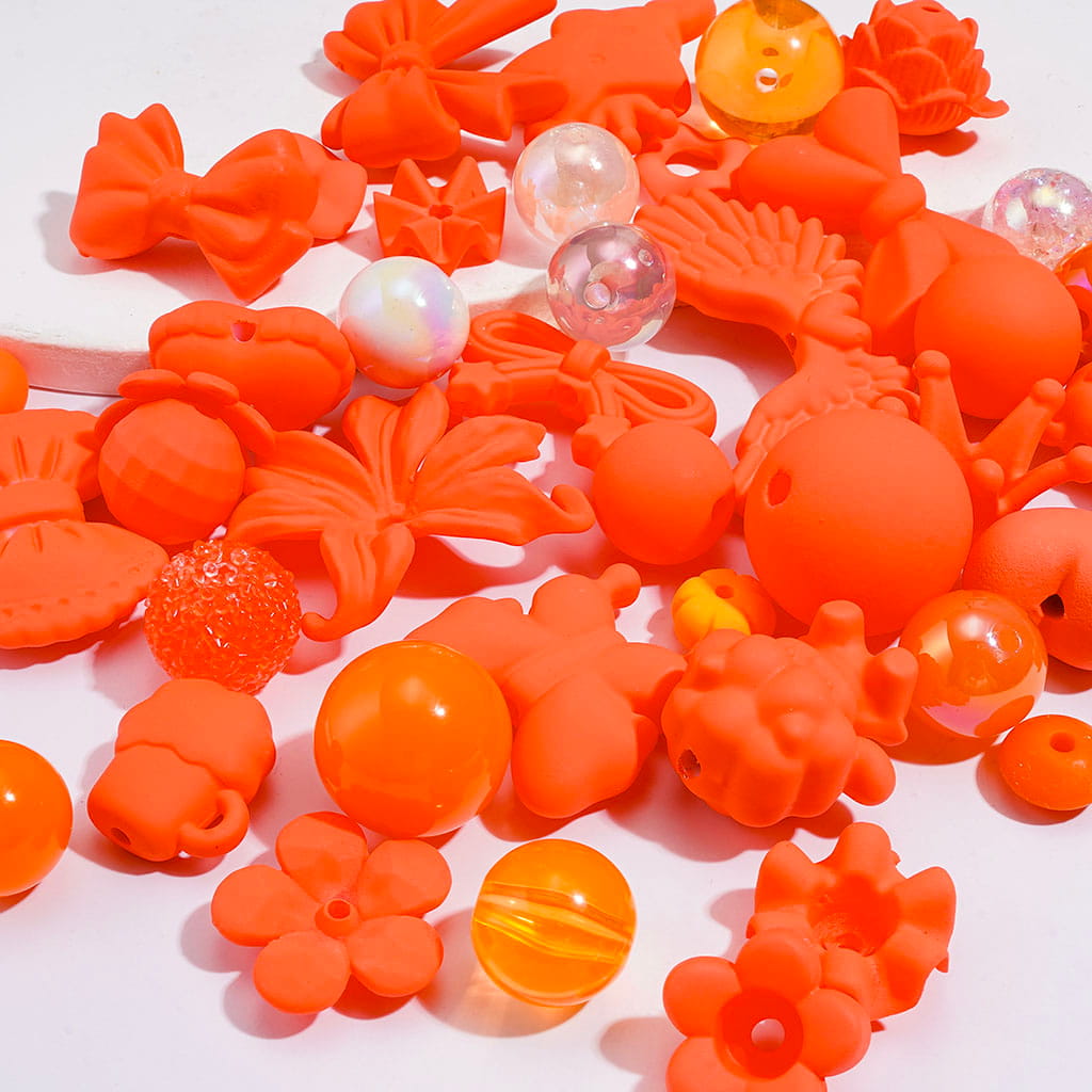 Neon Colors Acrylic Beads Theme, Various Types and Shapes, Multi-Color