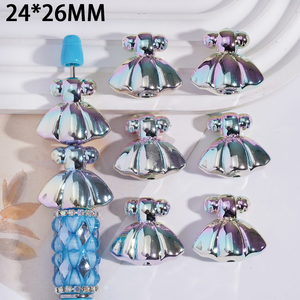 Iridescent glass knobs on a white background with measurement '24*26MM'.