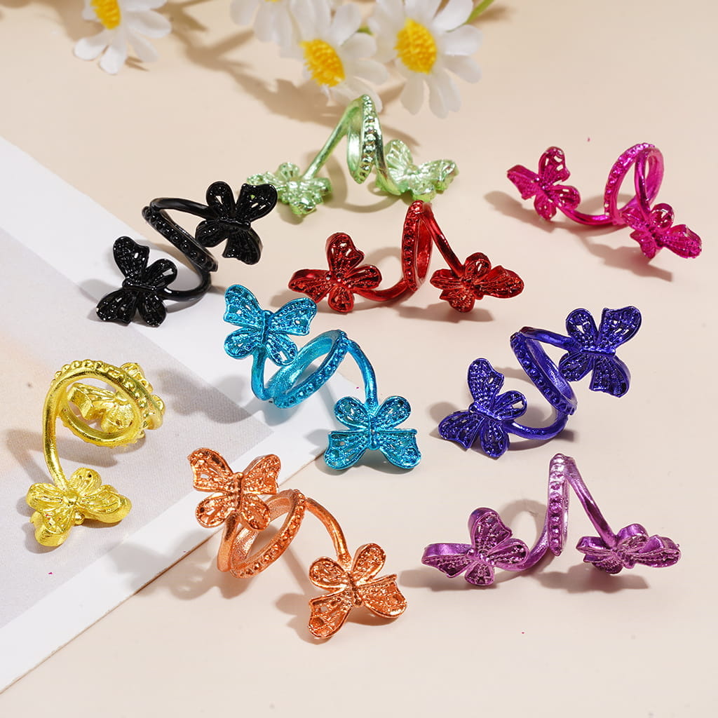 Trendy Twisted Spiral Metal Beads with Butterfly Design, Large Hole, Jewelry Accessories, Multi-Color, Random Mix