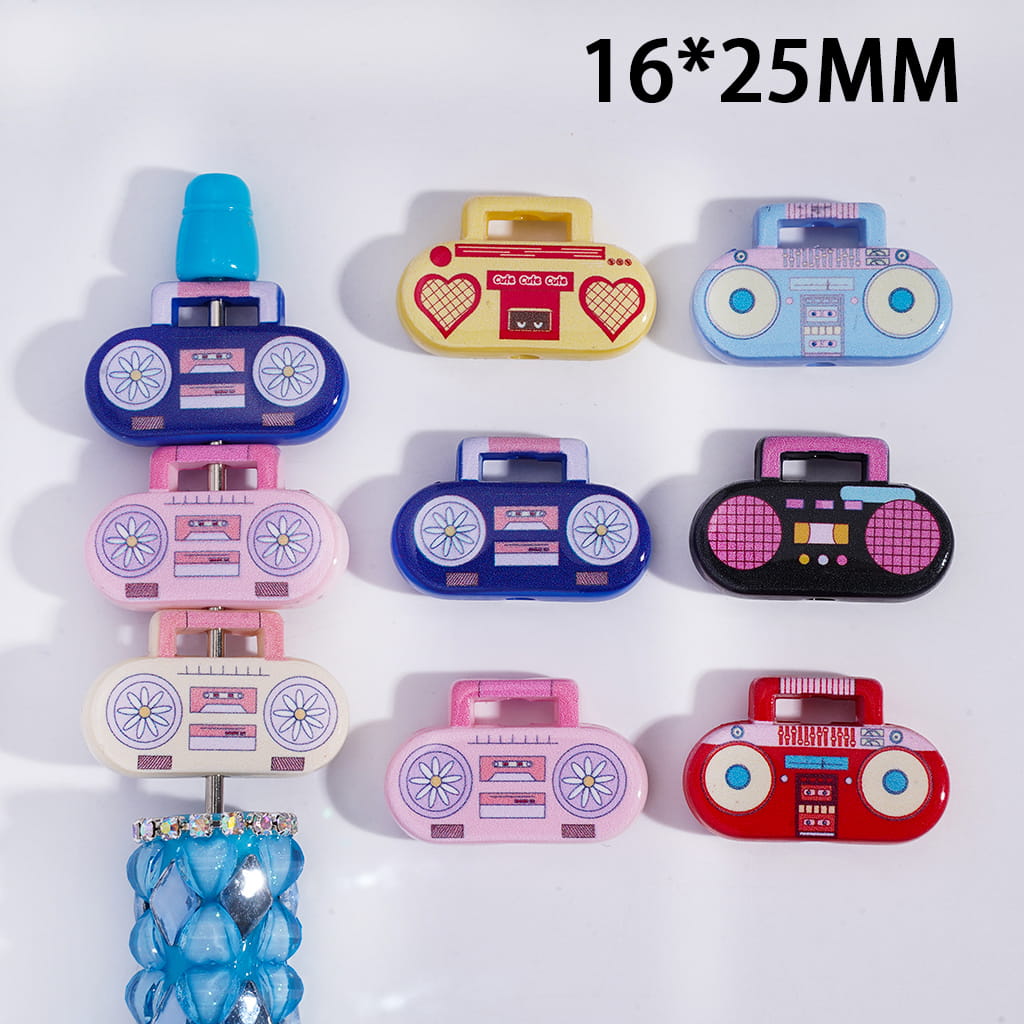 Acrylic Beads Mini Cute Radio Series, 16*25MM, Random Mix