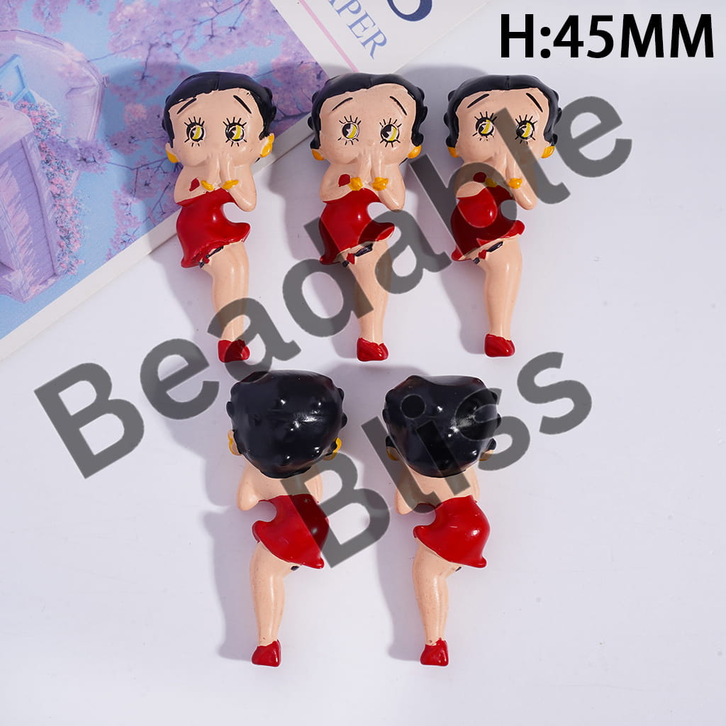 Acrylic Figurine Sexy Old Girl Striking Shy Pose and Putting Hands Near Mouth, Height 45MM