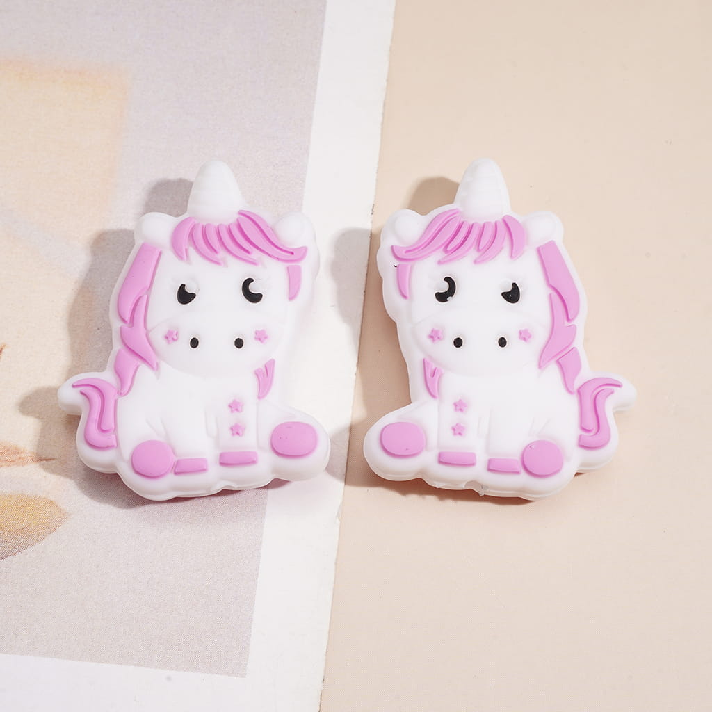 Cute Unicorn in Sitting Position Silicone Focal Beads, Multi-Color