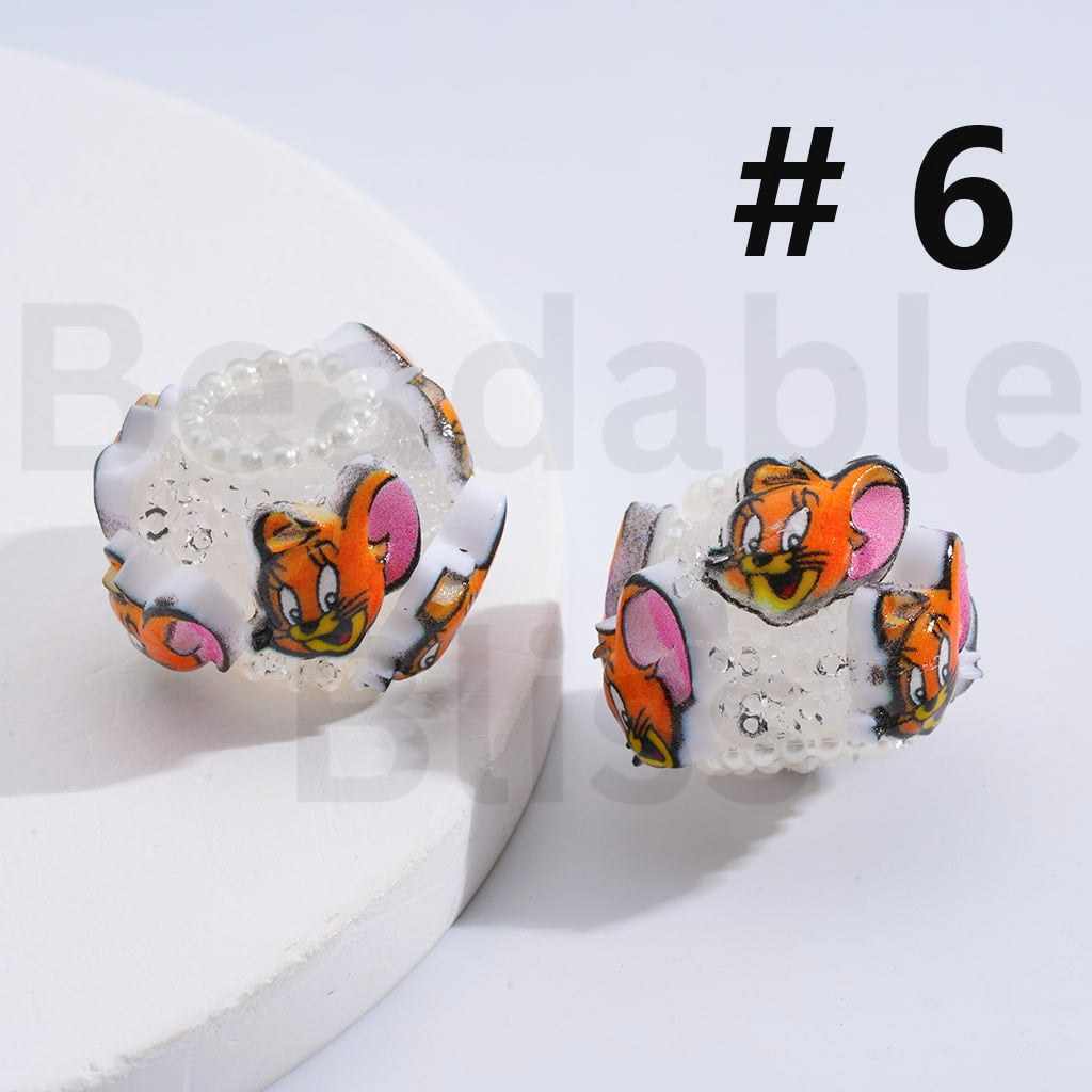 Sugar Acrylic Beads Cute Cartoon Hello Kitt Kurom Cinnamonrol To Jerr Micke Minni Donal Dais Stitc Alie James P. Sulliva Lots Bear Sanri Disne Toy Stor Monsters In Multi-Color Around 18*22MM