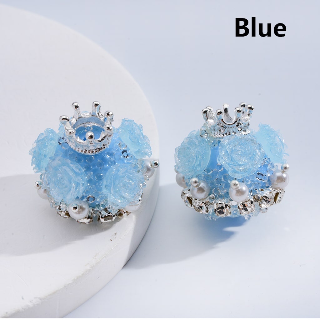 Sugar Acrylic Beads Shiny Glitter Flowers Silver Alloy Crown White Pearls Clear Rhinestones Chains Multi-Color 20*21MM