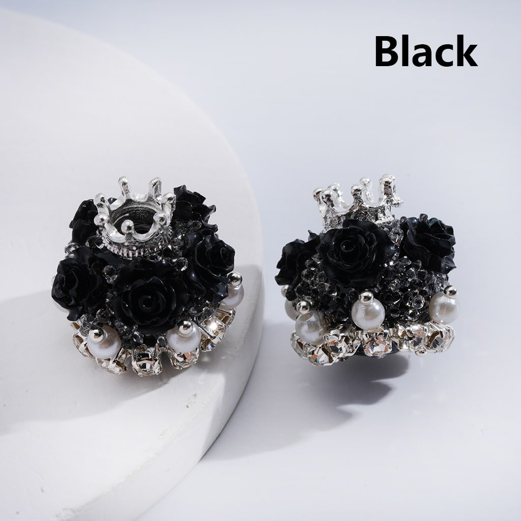 Sugar Acrylic Beads Shiny Glitter Flowers Silver Alloy Crown White Pearls Clear Rhinestones Chains Multi-Color 20*21MM