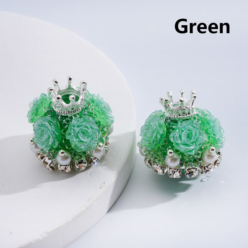 Sugar Acrylic Beads Shiny Glitter Flowers Silver Alloy Crown White Pearls Clear Rhinestones Chains Multi-Color 20*21MM