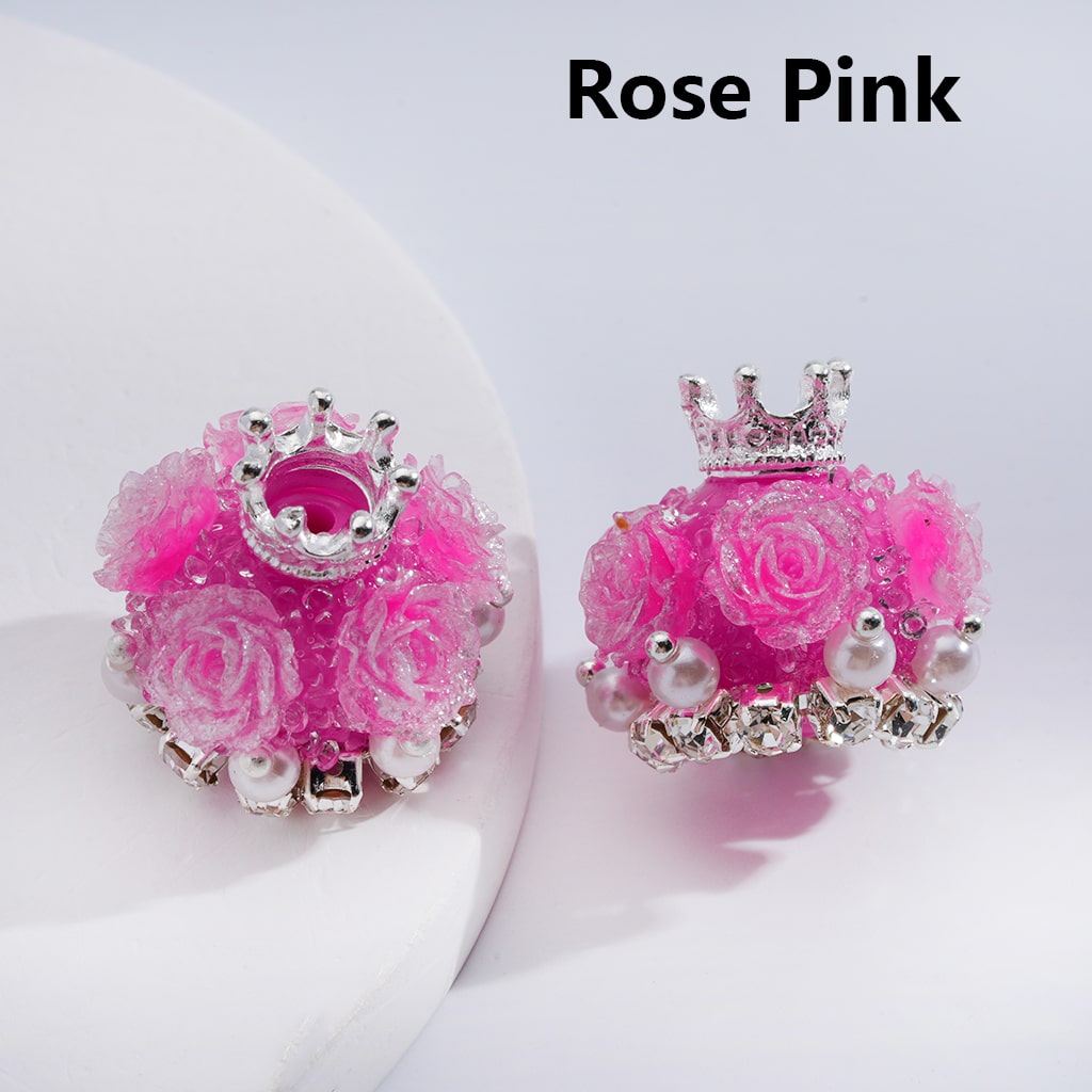 Sugar Acrylic Beads Shiny Glitter Flowers Silver Alloy Crown White Pearls Clear Rhinestones Chains Multi-Color 20*21MM