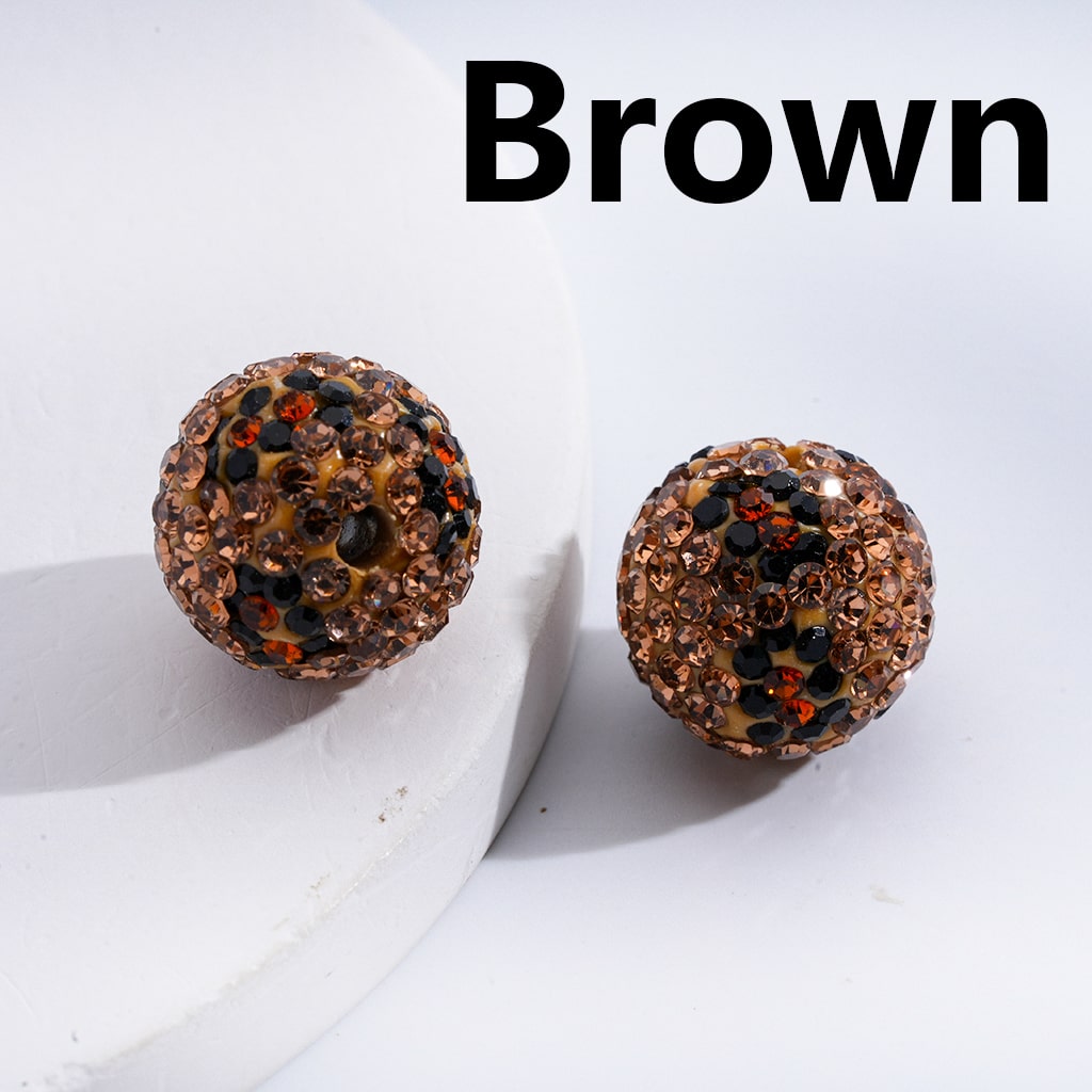 Clay Beads Jaguar Leopard Prints Shiny Rhinestones Multi-Color 16MM