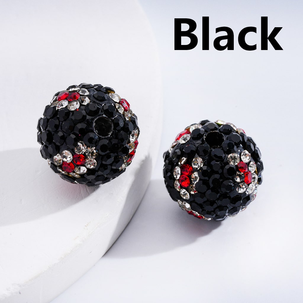 Clay Beads Jaguar Leopard Prints Shiny Rhinestones Multi-Color 16MM