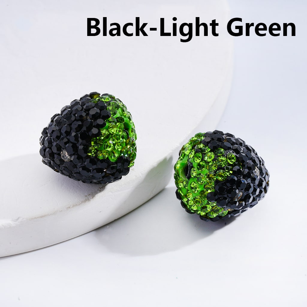 Clay Beads Strawberry Shape with Shiny Rhinestones Multi-Color 16MM