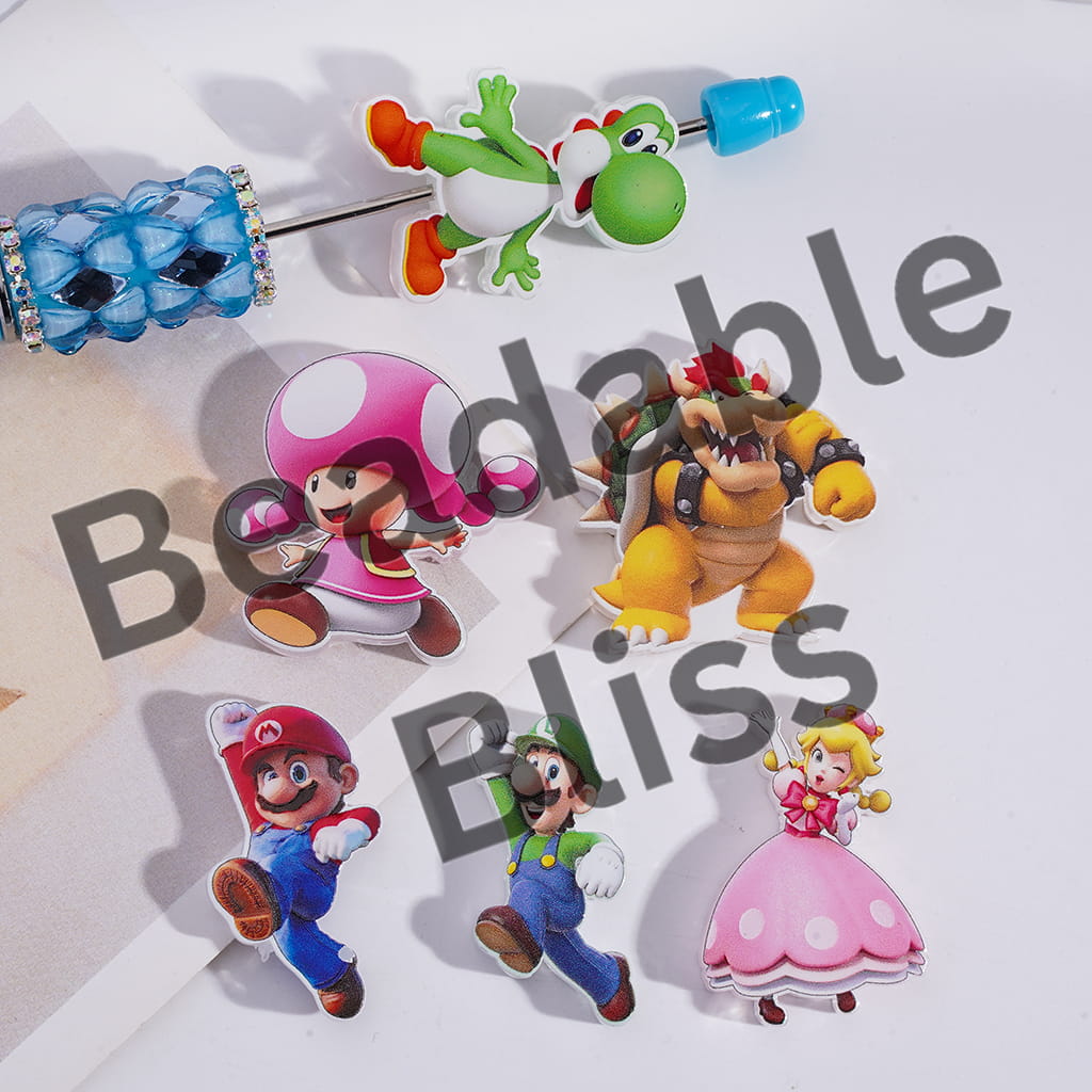 Acrylic Beads Plumber Character Series in Various Designs, Random Mix