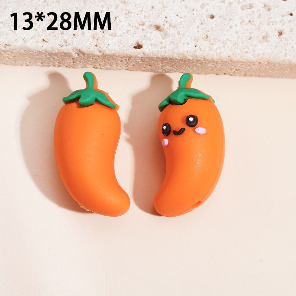 3D Mini Shy Pepper in Various Colors Silicone Focal Beads