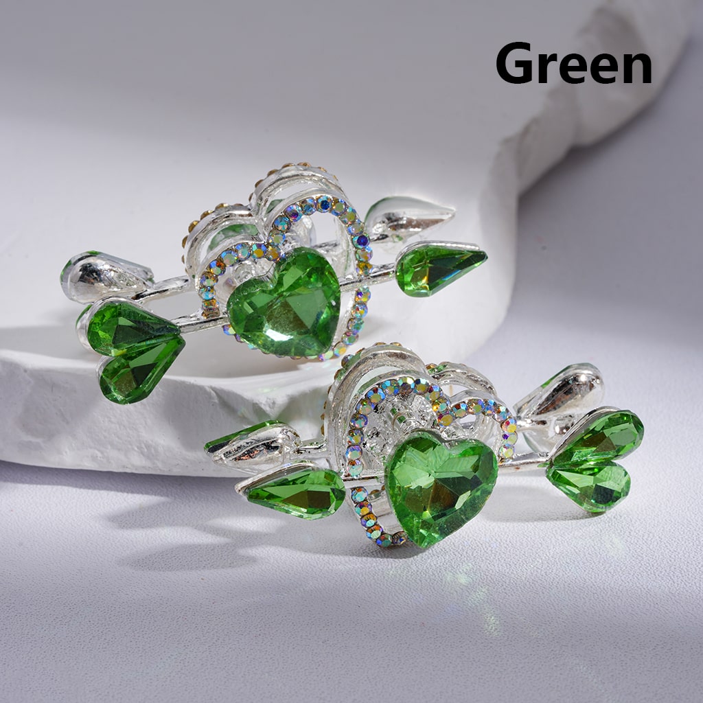 Fancy Silver Alloy Beads Cupi's Arrow Heart Love with Shiny Rhinestones Multi-color 43*20MM