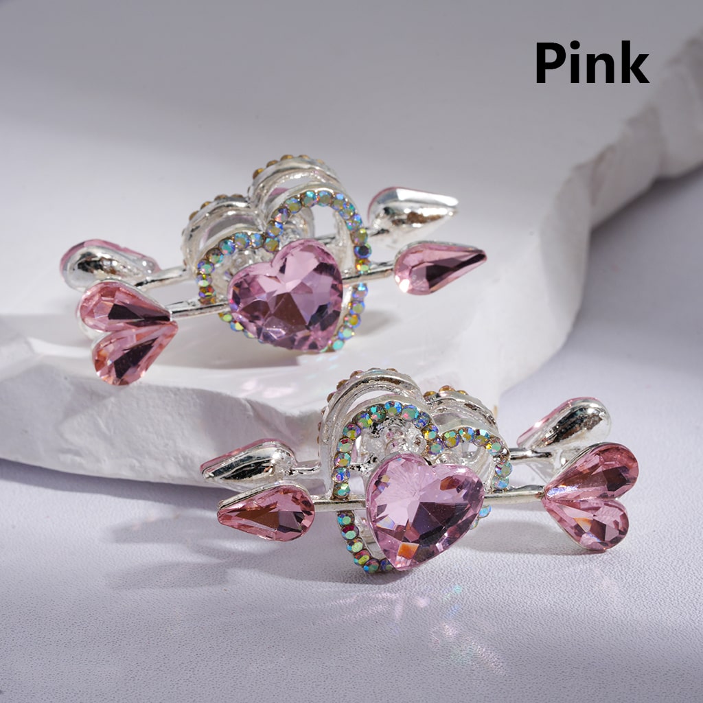 Fancy Silver Alloy Beads Cupi's Arrow Heart Love with Shiny Rhinestones Multi-color 43*20MM