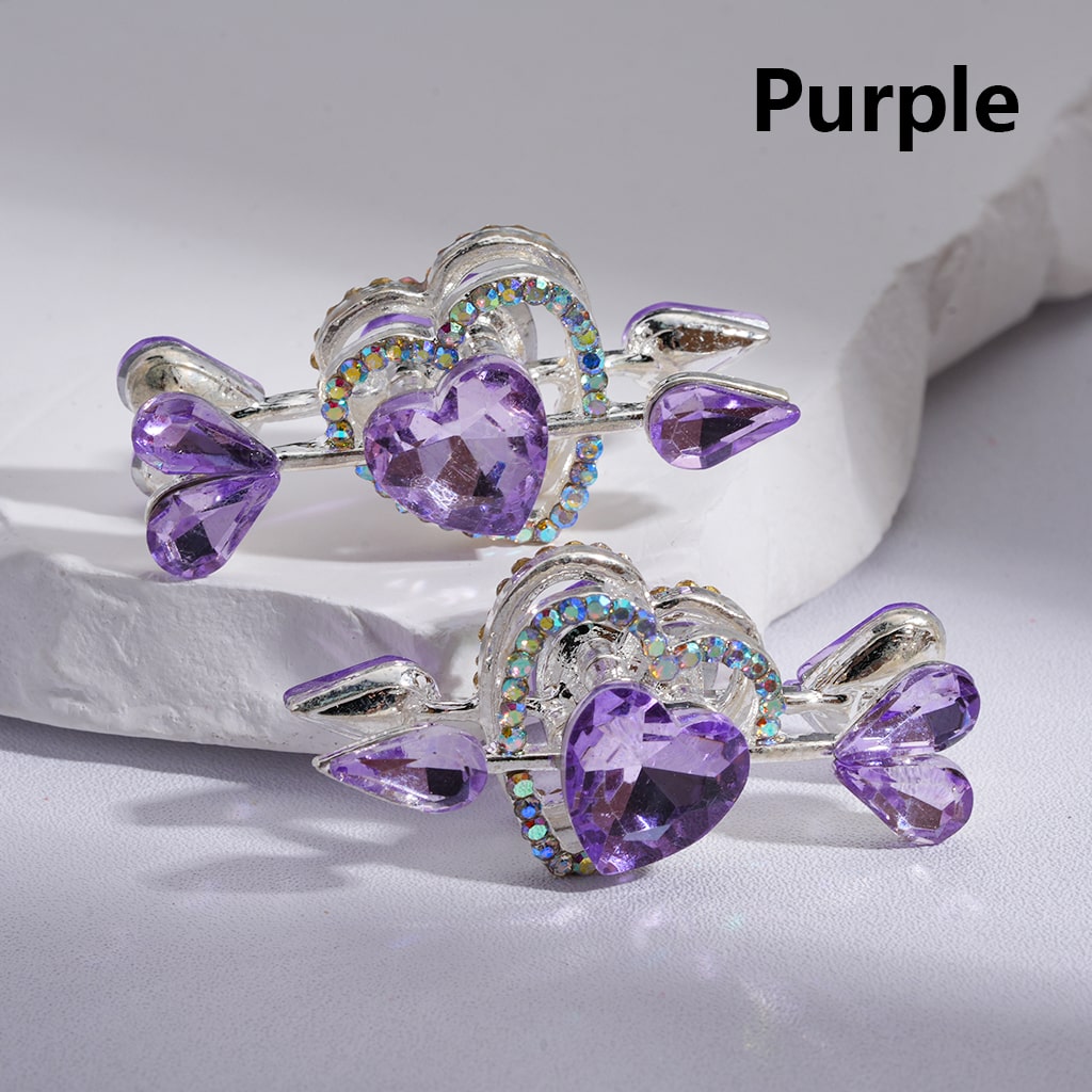 Fancy Silver Alloy Beads Cupi's Arrow Heart Love with Shiny Rhinestones Multi-color 43*20MM