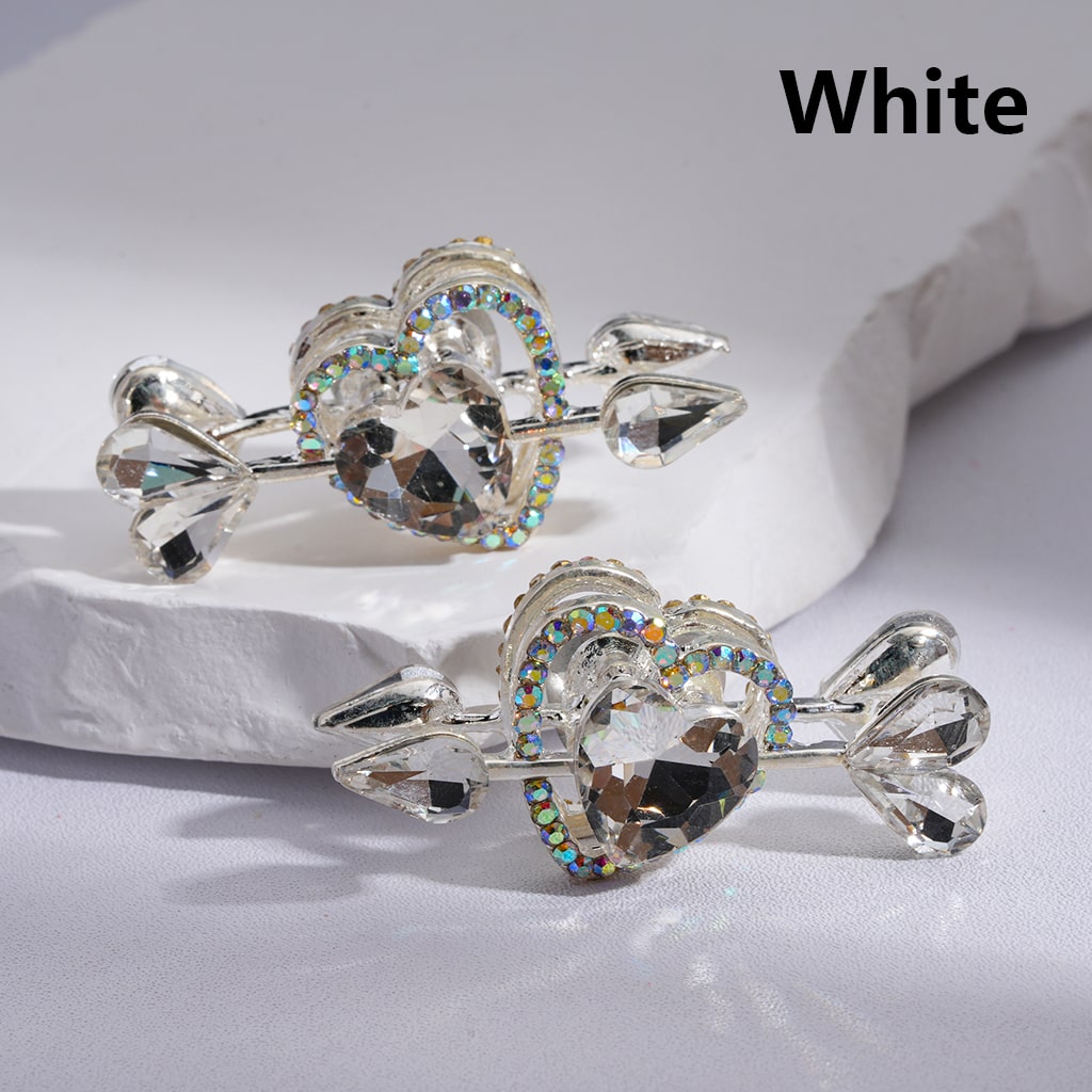Fancy Silver Alloy Beads Cupi's Arrow Heart Love with Shiny Rhinestones Multi-color 43*20MM