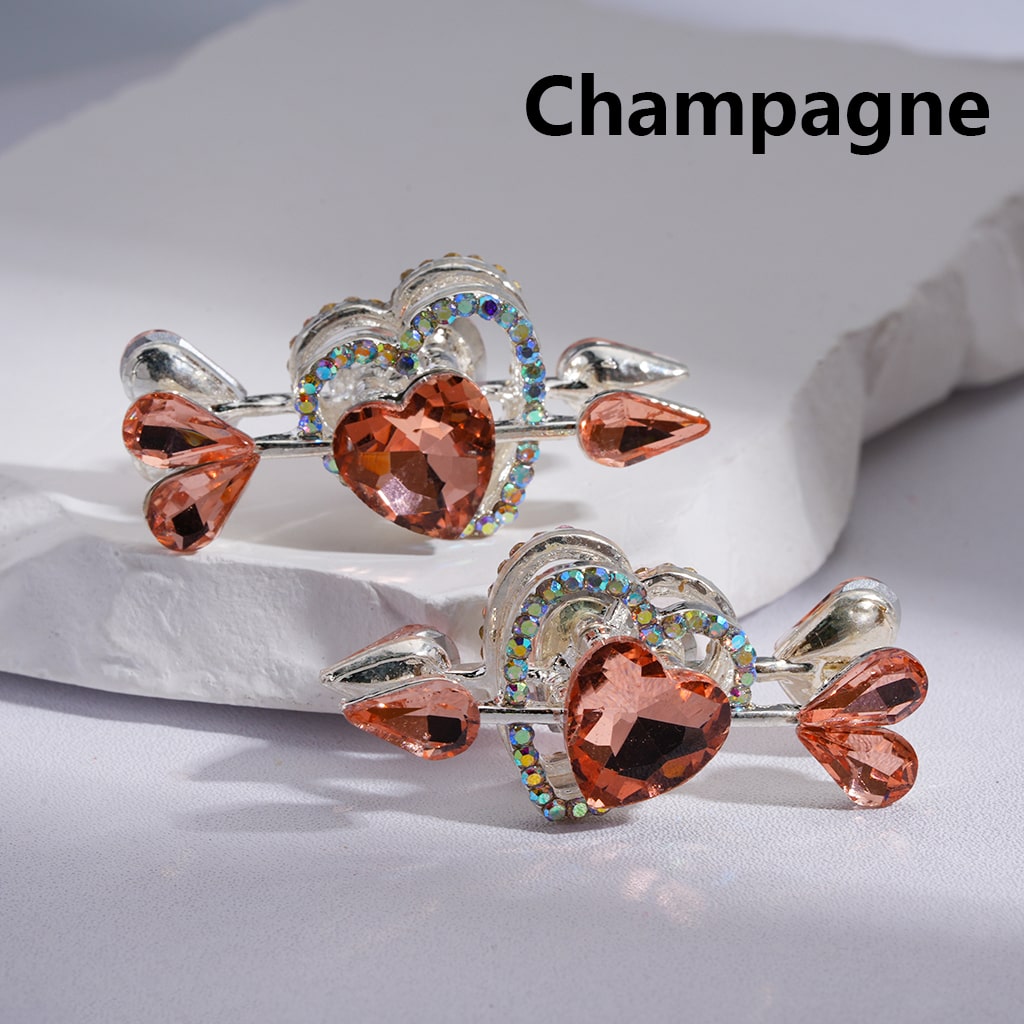 Fancy Silver Alloy Beads Cupi's Arrow Heart Love with Shiny Rhinestones Multi-color 43*20MM