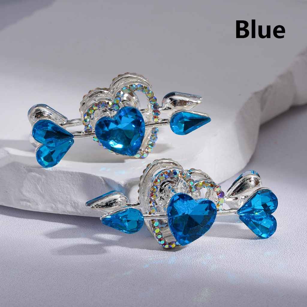 Fancy Silver Alloy Beads Cupi's Arrow Heart Love with Shiny Rhinestones Multi-color 43*20MM