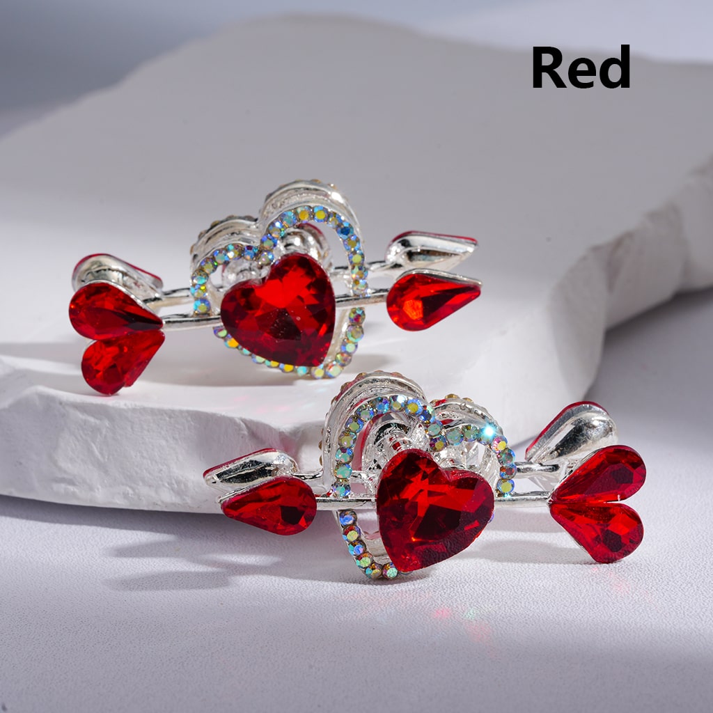 Fancy Silver Alloy Beads Cupi's Arrow Heart Love with Shiny Rhinestones Multi-color 43*20MM