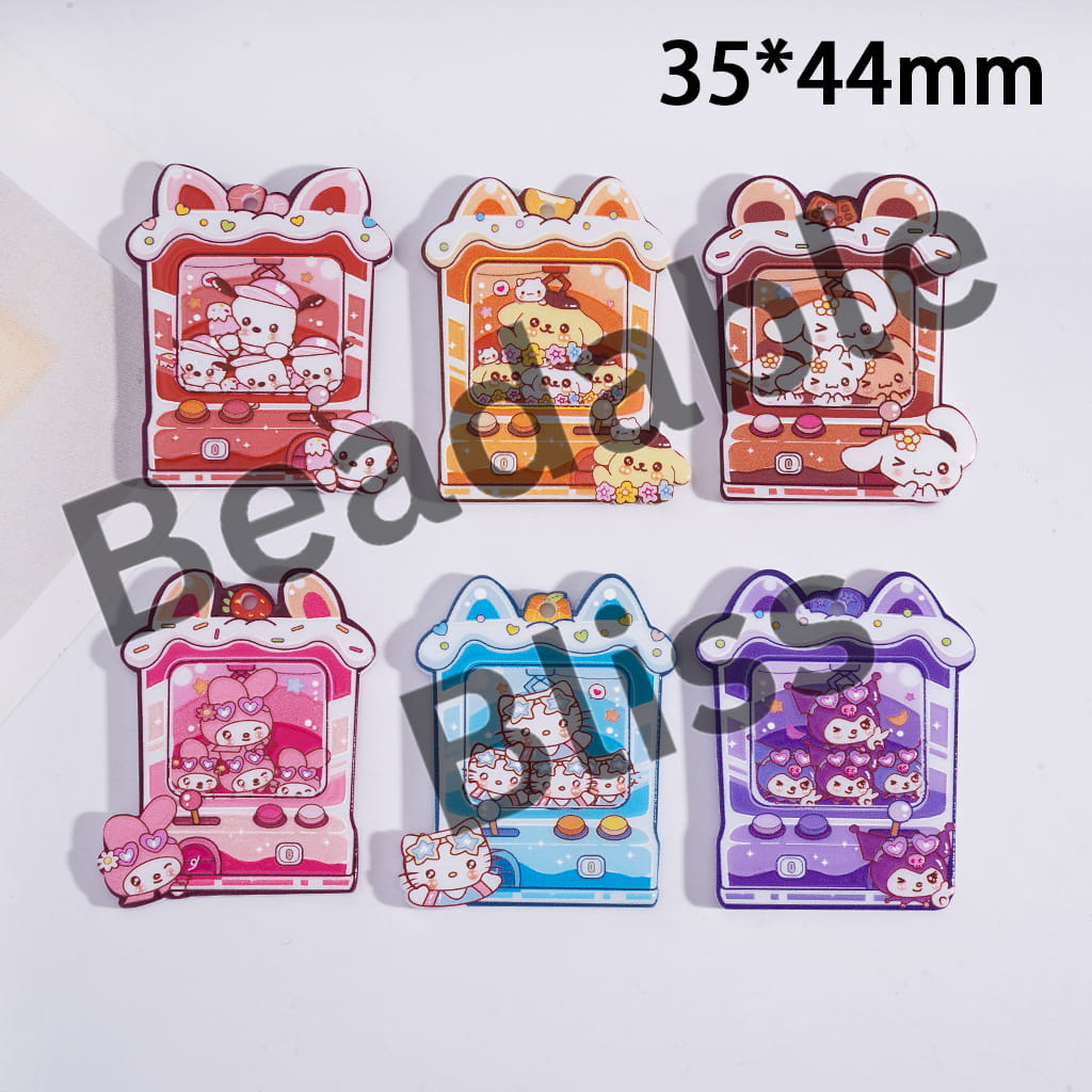 Set of six colorful phone cases with cartoon characters on a white background