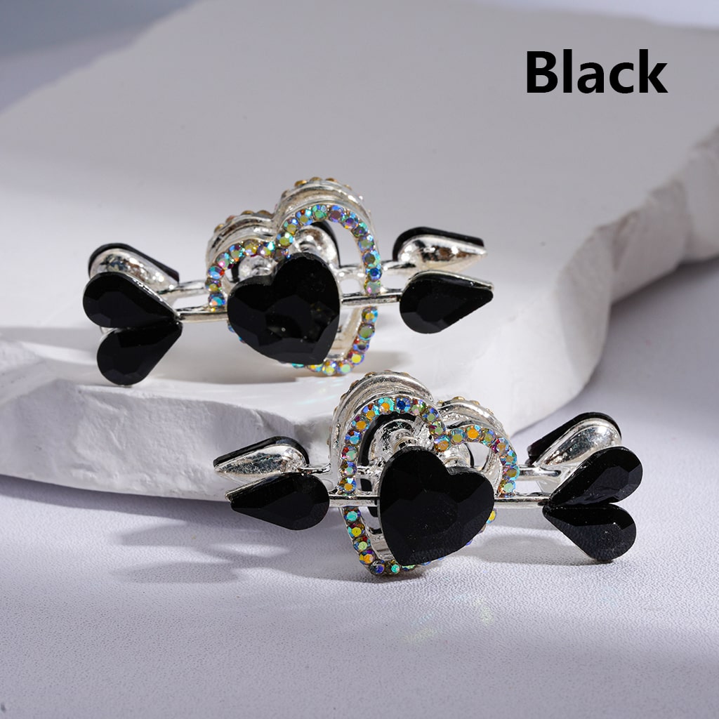 Fancy Silver Alloy Beads Cupi's Arrow Heart Love with Shiny Rhinestones Multi-color 43*20MM