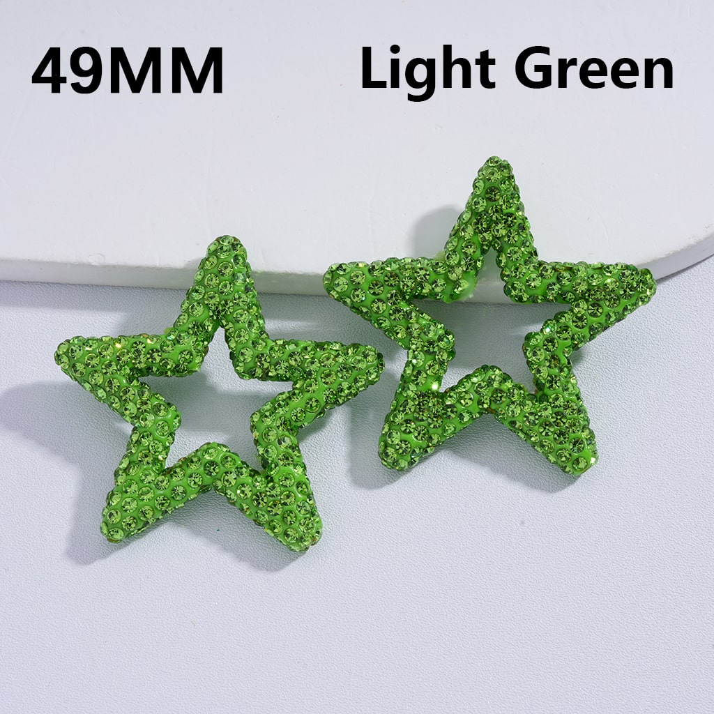 Clay Beads Large Five-Pointed Star Frame with Shiny Rhinestones Multi-Color 49MM