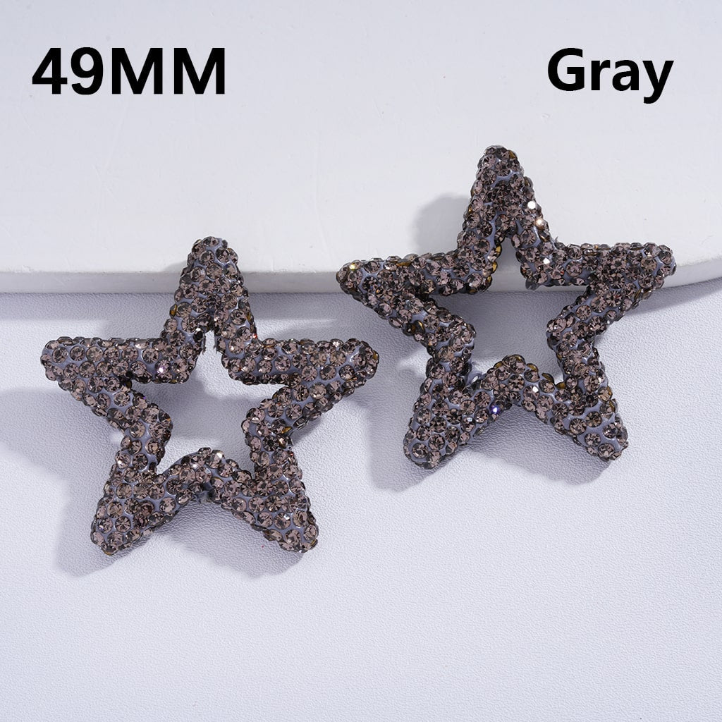 Clay Beads Large Five-Pointed Star Frame with Shiny Rhinestones Multi-Color 49MM