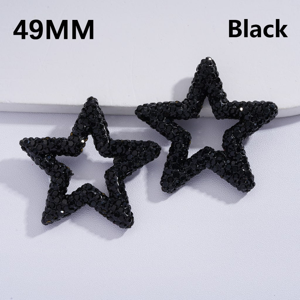 Clay Beads Large Five-Pointed Star Frame with Shiny Rhinestones Multi-Color 49MM