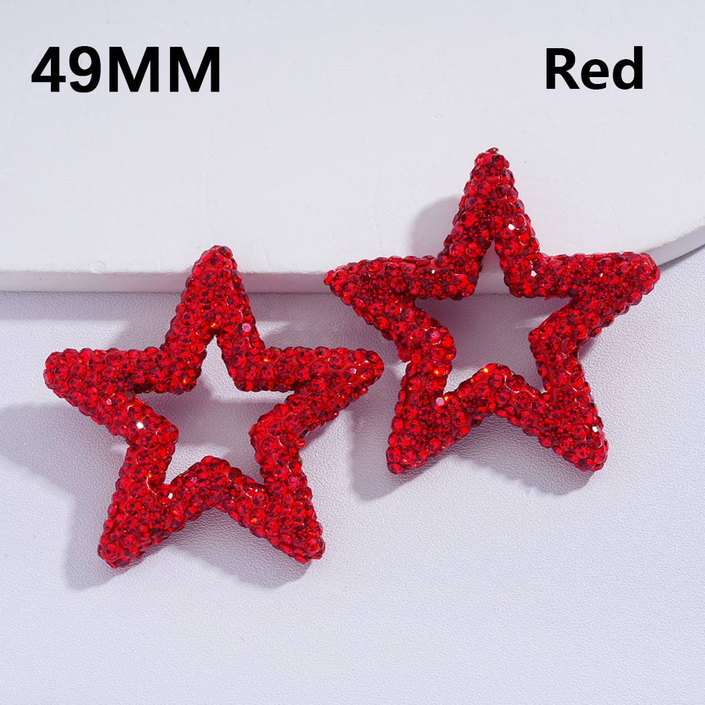 Clay Beads Large Five-Pointed Star Frame with Shiny Rhinestones Multi-Color 49MM