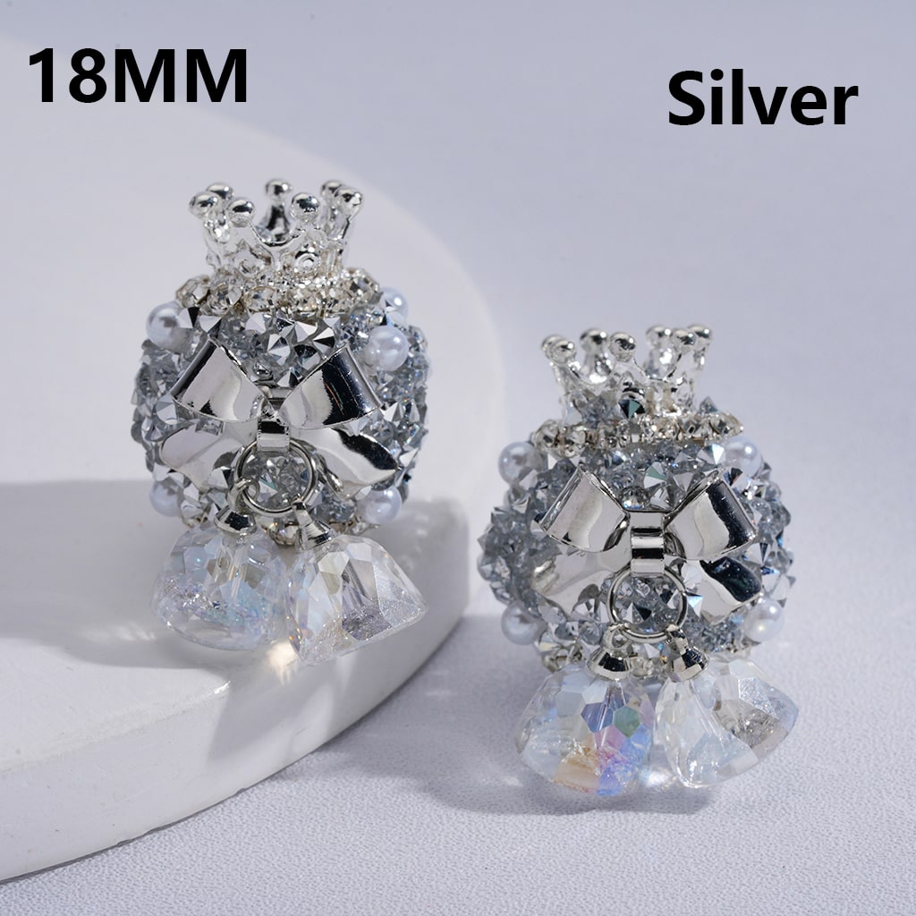 Sugar Acrylic Beads Mini Silver Alloy Crown Clear Rhinestones Chains White Pearls Bowknots with Clear Crystal Pendants Multi-Color 18MM