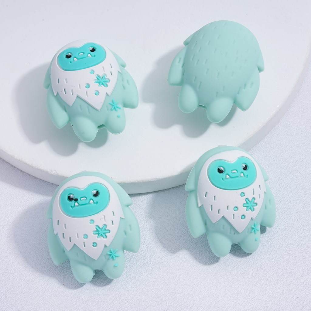 Silicone Focal Beads 3D Cute Winter Animals Series Polar Bears Penguins Snowman Elks Abominable Snowman