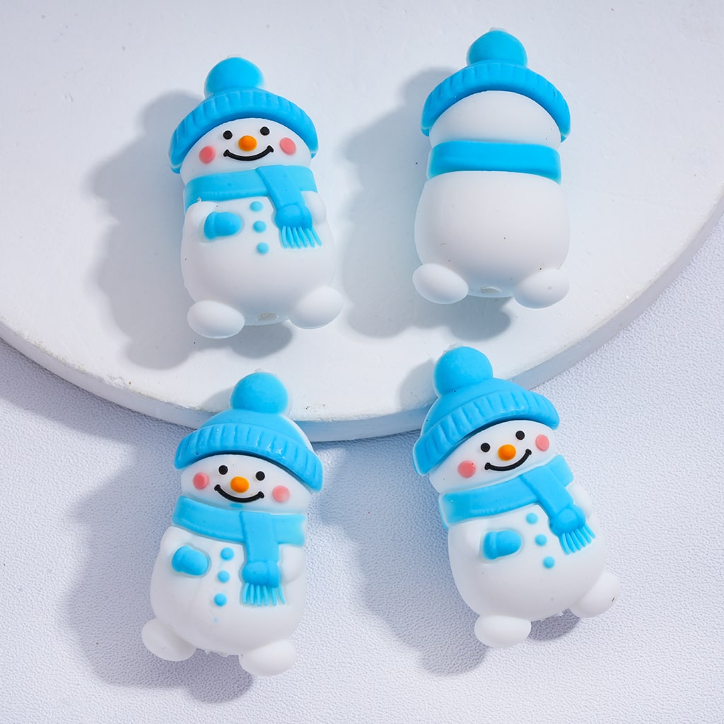 Silicone Focal Beads 3D Cute Winter Animals Series Polar Bears Penguins Snowman Elks Abominable Snowman