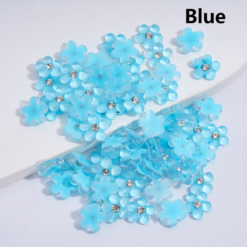 Charm Jewelry Accessories Mini Cute Pearl Flowers with Clear Rhinestones Solid Color 10MM
