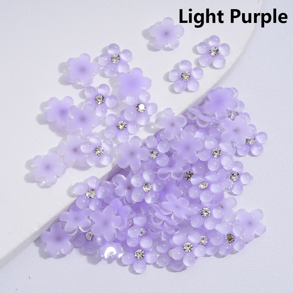 Charm Jewelry Accessories Mini Cute Pearl Flowers with Clear Rhinestones Solid Color 10MM